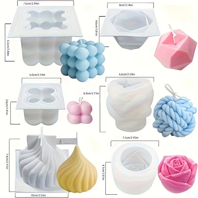 8 Pcs Resin Candle Mold Kit Silicone Craft Set for DIY Candle Making Resin Art Handmade Home Decor Daily Use Graduation Party Creative Gift Set for Adults Craft Lovers