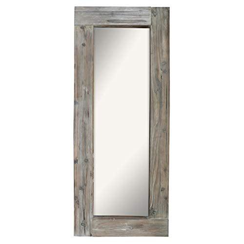 Distressed Unfinished Wood Frame, Long Wall Mirror Horizontal