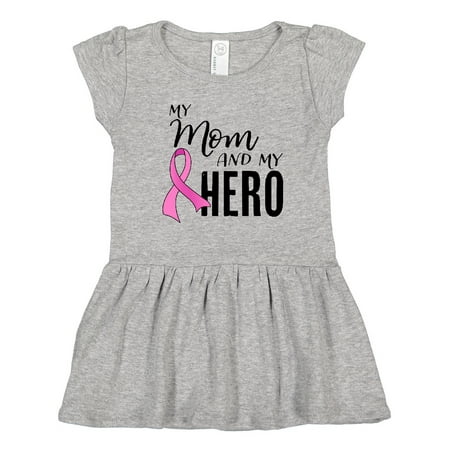 

Inktastic My Mom and My Hero Breast Cancer Awareness Gift Toddler Girl Dress