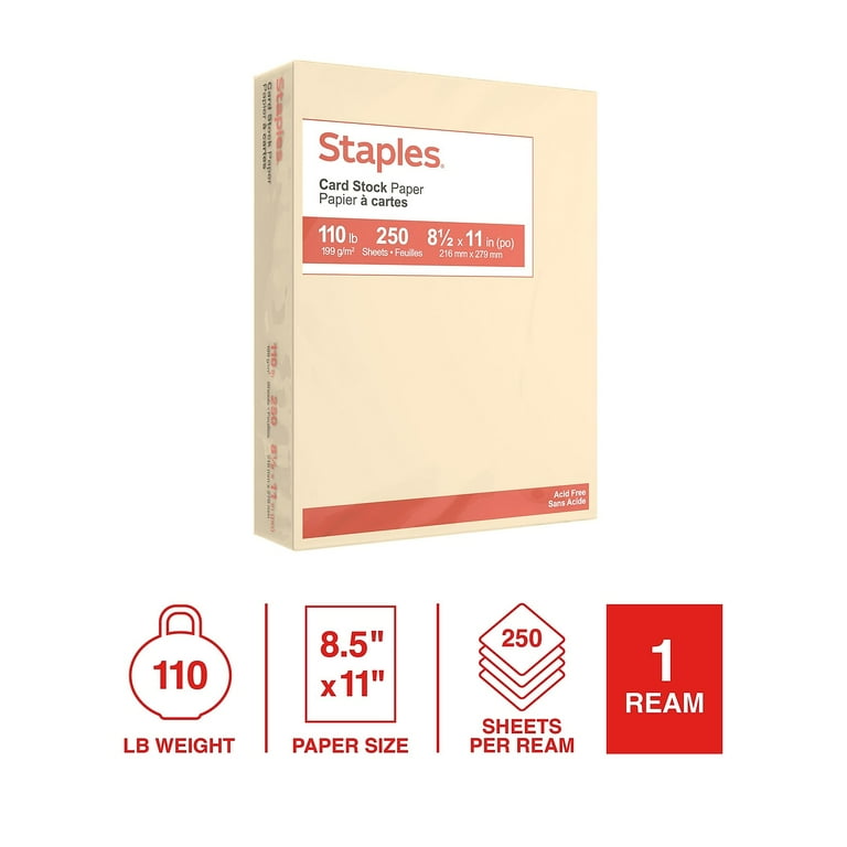 Card Stock, 110 lb Cover Weight, 8.5 x 11, Ivory, 250/Pack Card Stock, 110 lb Cover Weight, 8.5 x 11, Ivory, 250/Pack