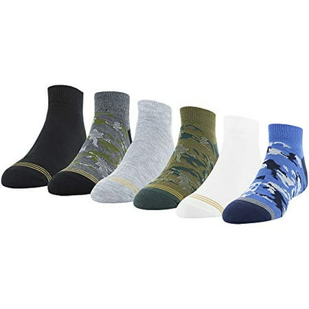 

Gold Toe Boy s Camo Lo Cut Socks 6 Pairs Royal/White/Olive/Grey/Black Shoe Size: 3-9