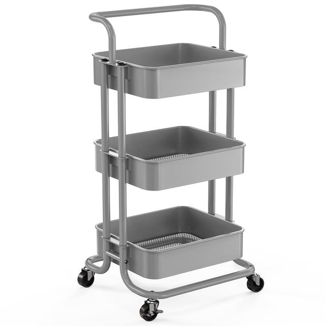 Utility Cart Pipishell de malla de 3 niveles con asa y ruedas bloqueables