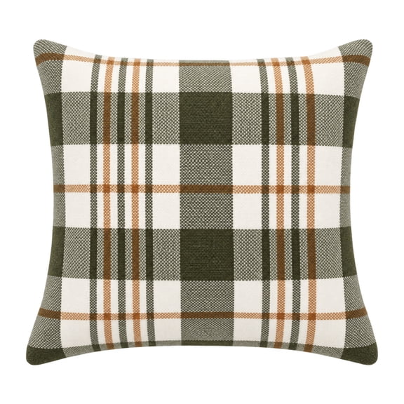 Plaid Velvet Throw Pillow With Insert, 17.72 x 17.72 Inch Complete Set, for Sofa Couch Bedroom
