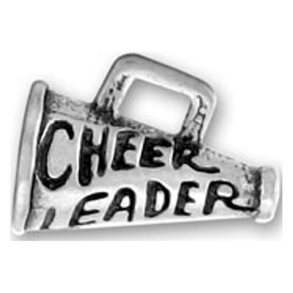 Sterling Silver 16" .8mm Box Chain 3D Football Cheerleader Megaphone Pendant Necklace