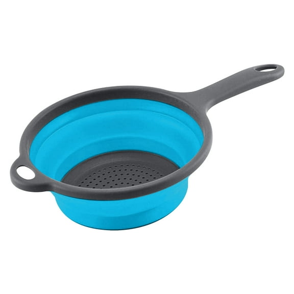Collapsible Colander,Colander for Kitchen,Collapsible Silicone Colander,Space Saving Strainer Baskets for Kitchen & Camping,Foldable Filter Basket With Handle,Fruit And Vegetable Basket(Blue)