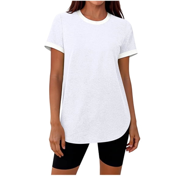 fatyb Workout Tops for Women Short Sleeve Color Block Running Shirts Womens Lightweight Athletic Tee