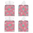 thumbnail image 2 of Balery Pastel Christmas Trees on Pink Porta Pañuelos de Cuero con Estampado – Funda Moderna Cuadrada para Caja de Pañuelos, Dispensador 5x5x5'', 2 of 7
