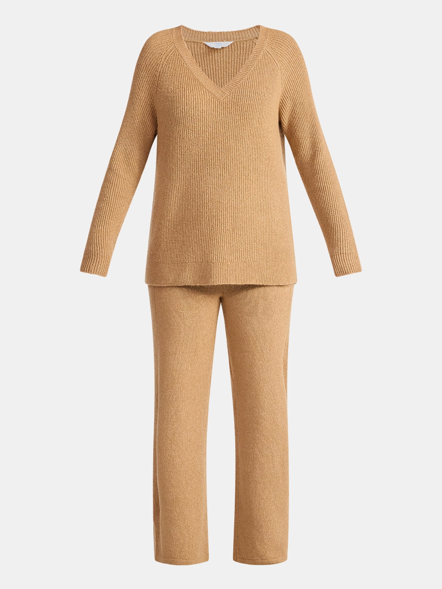 Time and Tru Women’s V Neck Sweater and Pants Set, 2-Piece, Sizes XS-XXXL