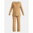 thumbnail image 4 of Time and Tru Women’s V Neck Sweater and Pants Set, 2-Piece, Sizes XS-XXXL, 4 of 4
