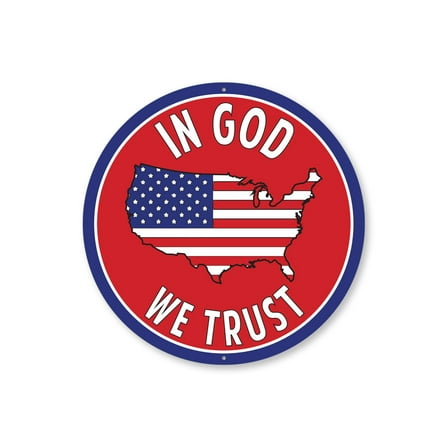 In God We Trust Aluminum Metal Decor Sign - 12" Round