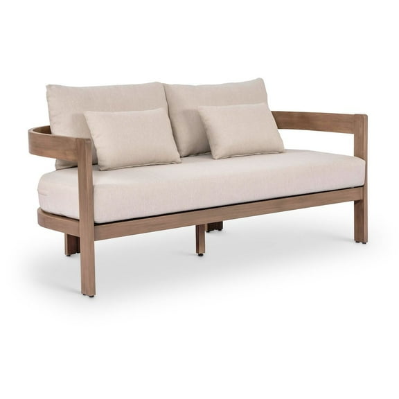 Meridian Furniture Newport 65" Beige Water Resistant Fabric Upholstered Outdoor Patio Loveseat