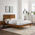 thumbnail image 2 of Platform Bed Frame, Twin Size, Wood, Brown Walnut, Modern Contemporary Urban Design, Bedroom Master Guest Suite, 2 of 10