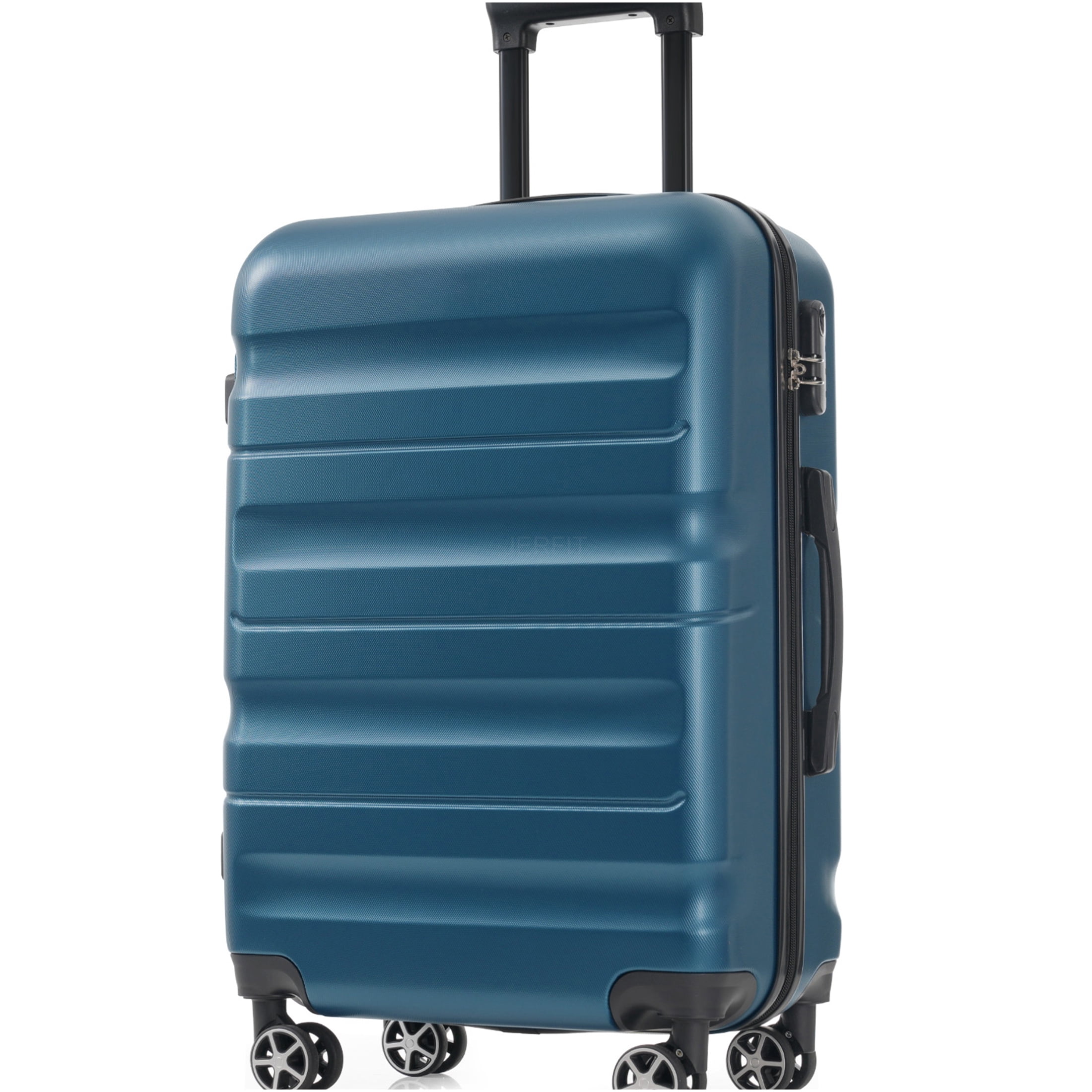 JERFIT 24-Inch Hardshell ABS Checked Spinner Suitcase Luggage Set with Packing Cubes, Lightweight & Durable Travel Suitcase for Adults, Inky Blue