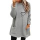 thumbnail image 1 of Gibobby Divertidas Sudaderas Sudadera casual de manga larga con cuello redondo de felpa de otoño o invierno para mujer con bolsillo (Gris, XL), 1 of 5