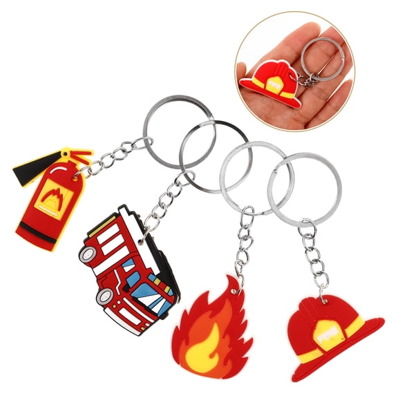 Hemobllo 4Pcs Assorted Color Firefighter Keychain Hanging Pendant Functional Key Holder