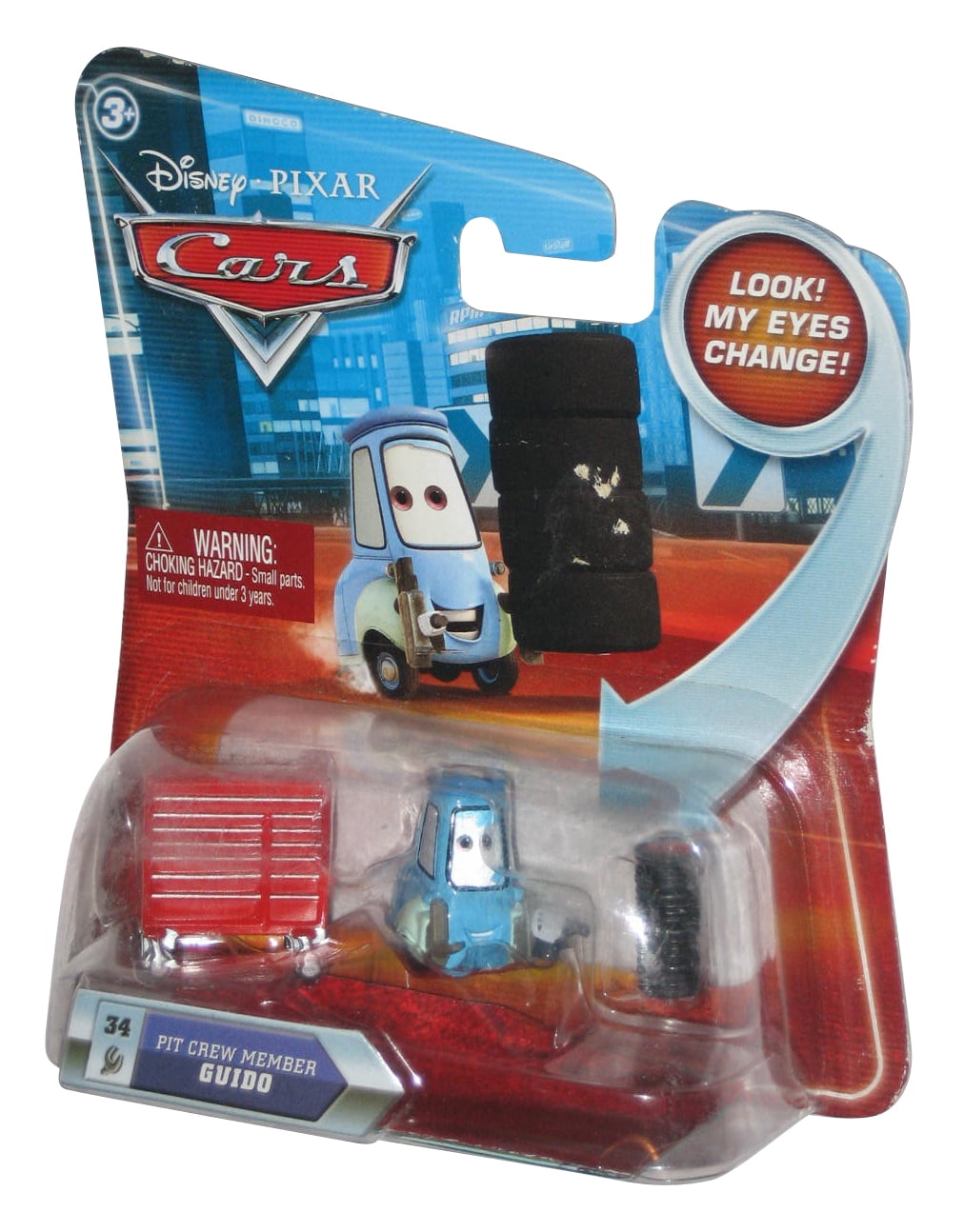 Disney Pixar Cars Lenticular Eyes Change Pit Crew Member Guido Die Cast Toy Car