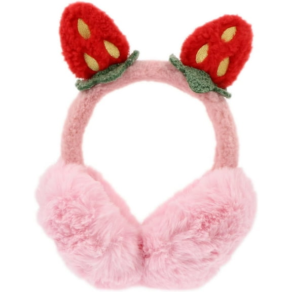 Women Girls Earmuff Plush Winter Warm Ear Muffs Chic Strawberry Ear Warmer