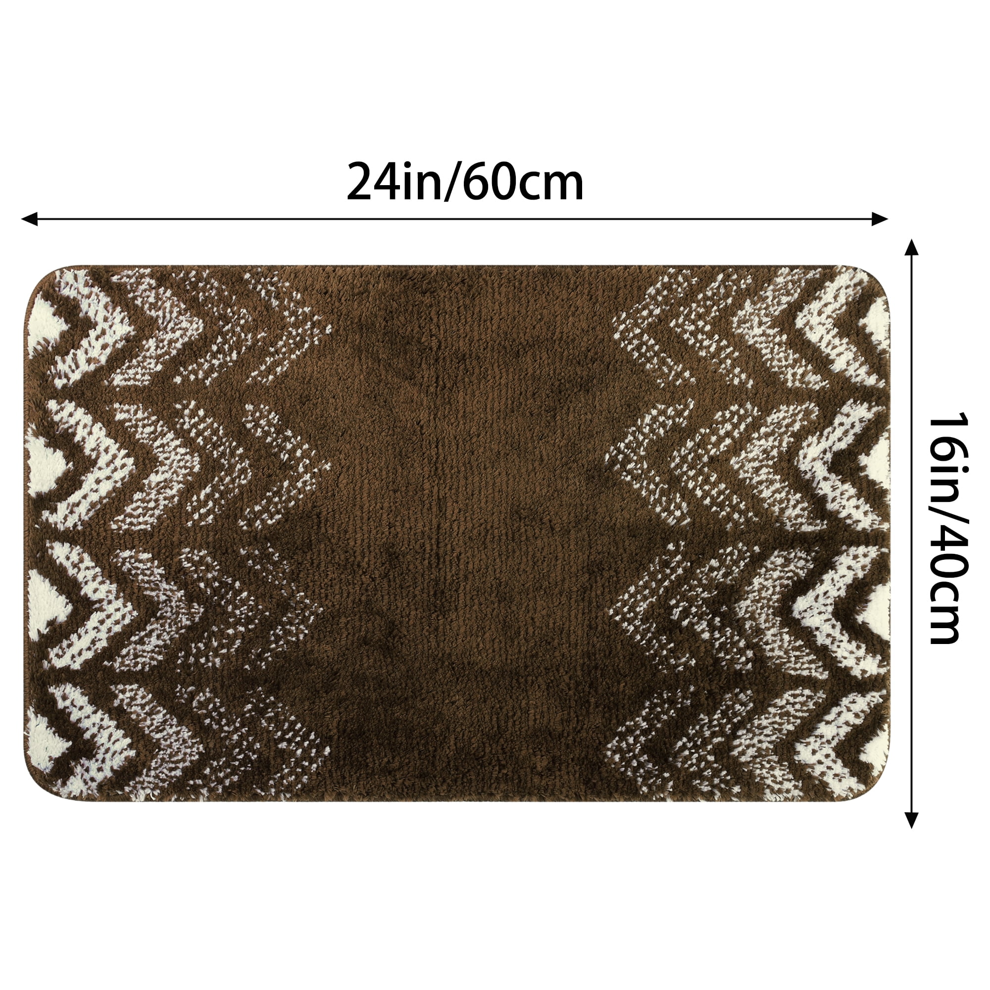 Unique Bargains 2 Pcs Geometric Patterns Bathroom Mats Absorbent Non-Slip Bath Rugs Brown 16" x 24"/20" x 32"