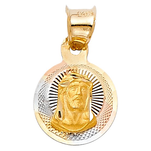 14k Tri-Color Gold Loving Father Sacrifice Christ Crucified Medallion Pendant Jewelry Female Unisex