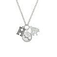thumbnail image 2 of Delight Jewelry Black Nickeltone Crystal Initial - H - Beaded Border - Let Things Go Fall Zoey Charm Necklace, 28", 2 of 4