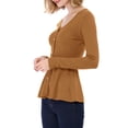 thumbnail image 4 of INSPIRE CHIC Haut à Basque en Tricot Côtelé à Col en V à Manches Longues pour Femme, 4 of 7