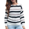 thumbnail image 1 of Suéter de mujer O Cuello Empalme Color Suéteres casuales Romacci Camiseta de manga corta, 1 of 7