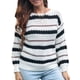 thumbnail image 1 of Suéter de mujer O Cuello Empalme Color Suéteres casuales Abanopi Camiseta de manga corta, 1 of 7