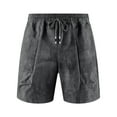 thumbnail image 6 of Mens Shorts Plus Size Elastic Waisted Drawstring Solid Color Comfy Summer Loose Shorts with Pocket Dark Gray XL, 6 of 8