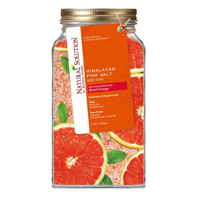 Natural Solution Baño corporal de sal rosa con baño orgánico para aliviar las articulaciones y los músculos de naranja sanguina - 3 lbs