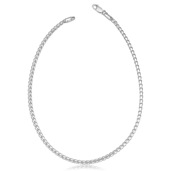 KoolJewelry Sterling Silver Cage Link Anklet (2 mm, 10 inch)