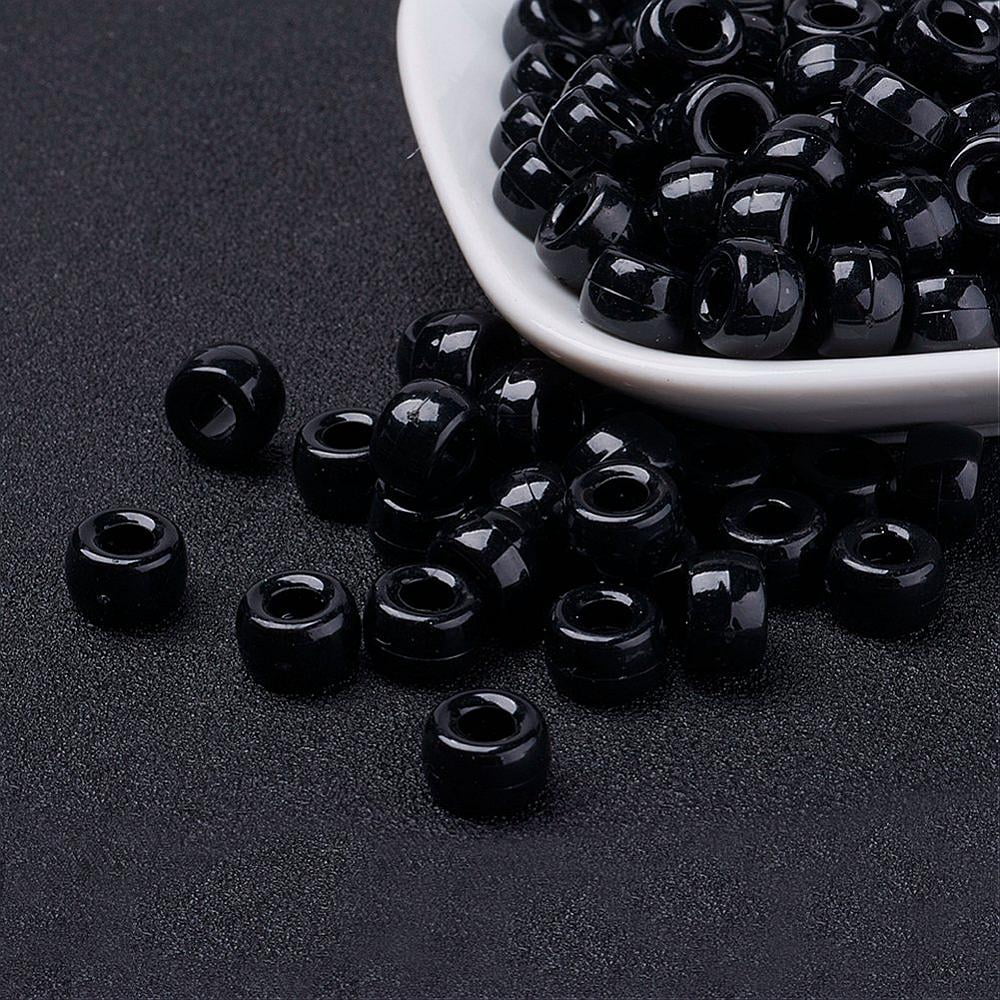 500 g Opaque Acrylic European Beads Barrel Black 9x6mm Hole: 4mm about 1900pcs/500g