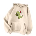 thumbnail image 1 of WZXFASHION Chandail à Capuche pour Femmes Automne Hiver Décontracté Mignon Dinosaure de Noël avec Poche 50 % de Réduction, 1 of 3