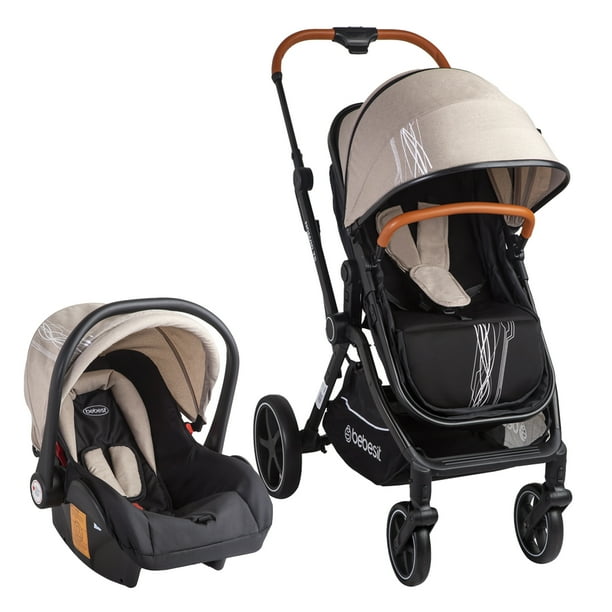 Carriola para bebe y Portabebe para auto - Cinturón de 5 puntos - Recién Nacidos o Hasta 15 kg - Compacta y Plegable