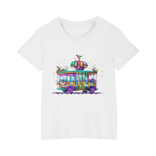 RXIRUCGD 2025 Vêtements d'Été pour Enfants T-shirt Imprimé Mode Mignon Col Rond Manches Courtes