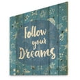 thumbnail image 2 of Designart 'Follow Your Dreams On Blue II' Modern Print on Natural Pine Wood, 2 of 5
