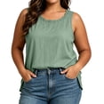 thumbnail image 6 of ZGRBOU Womens Cotton Linen Tank Tops Lace Trim Scoop Neck Sleeveless T Shirts Summer Casual Loose Fit Tunic Tops, 6 of 6