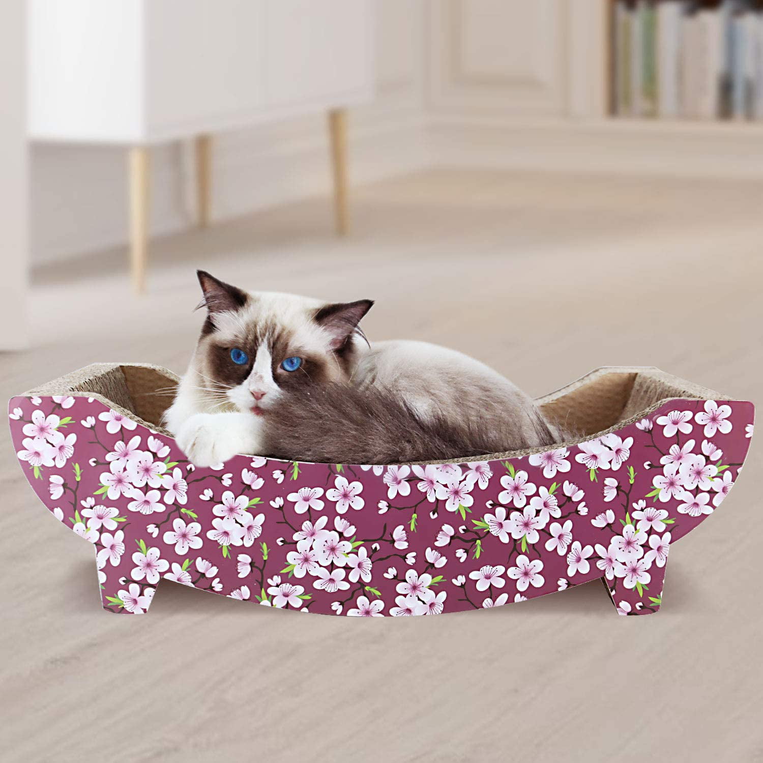 ScratchMe Bone Cat Scratcher Cardboard Lounge Bed Cat Scratching Post 