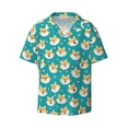 thumbnail image 2 of Lsque Cute Shiba1 print Men's Cuban Collar Short Sleeve Shirt Summer Beachwear Casual Button Down Fashionable Vacation Leisure Shirt-Small, 2 of 7