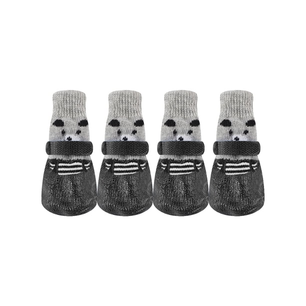 Greeniant 4 piezas de zapatos para mascotas lindo algodón lluvia nieve botas conjunto de calcetines buena elasticidad con suela de goma cubierta de pata Ropa para mascotas Negro METRO Greeniant PT003813-02B