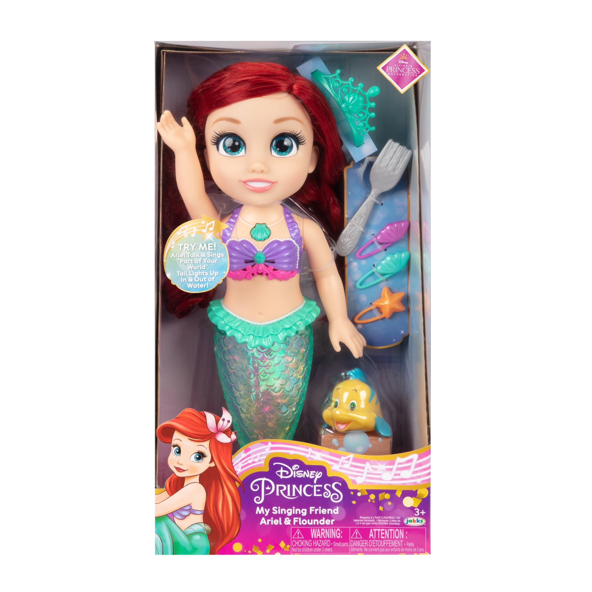 Monica Almachtig solidariteit Disney Princess the Little Mermaid My Singing Friend Bath Time Play Ariel  and Flounder - Walmart.com