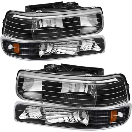 Nilight 1999 2000 2001 2002 Silverado Headlights, 2000-2006 Suburban Headlight Assembly,2001-2006 Tahoe Headlights Chrome