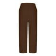 thumbnail image 5 of Diufon Cotton Linen Pants Women Summer Casual Drawstring Elastic Waist Straight Leg Capris Solid Color Loose Pant, 5 of 7