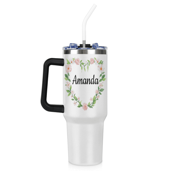 Personalized 40 oz Tumbler with Lid and Straw,Custom Travel Coffee Mug with Name,Insulated Stainless Steel Water Bottle for Women Bride & Bridesmaid Gift