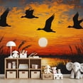 thumbnail image 7 of Wallpaper Birds Silhouette Sunset Lake Reeds Textured Vintage Sky Peel and Stick Wall Murals 69"H x 96"W Removable PVC Wall Paper Self-Adhesive Wall Paintings Art Decor for Bedroom Living Room, 7 of 7