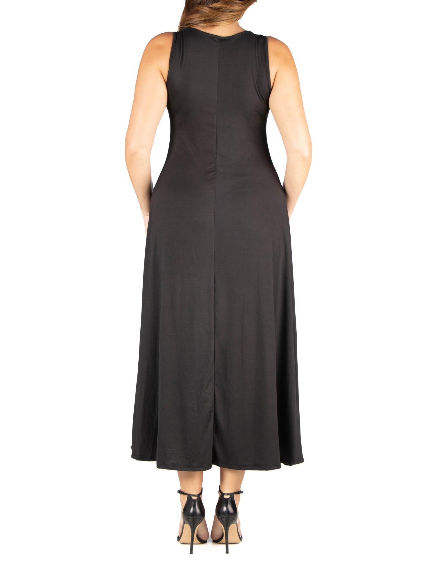 24seven Comfort Apparel Plus Size Simple A Line Tank Maxi Dress