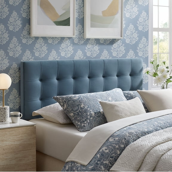 Lily Stain-Resistant Performance Velvet Full Size Headboard in Cadet Blue