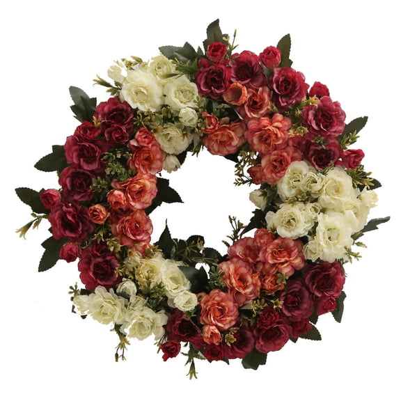 KONTONTY Romantic Silk Flower Wreath Assorted Color for Wedding Party