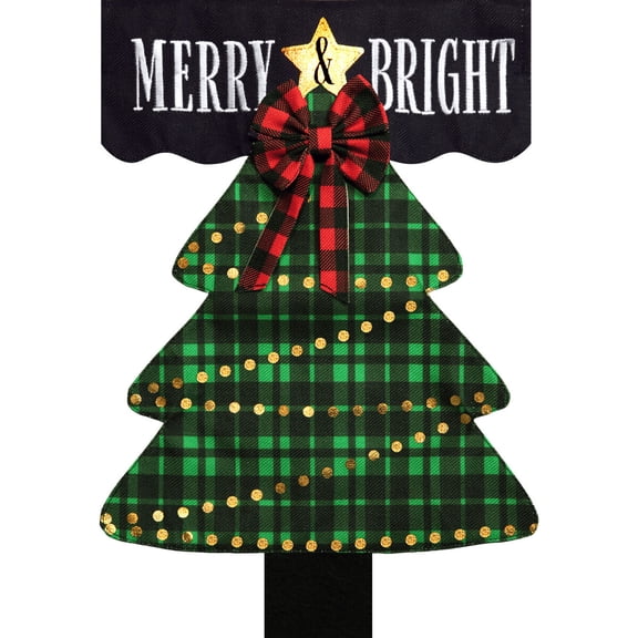 Briarwood Lane Christmas Garden Flag 12x18 For Outdoor Merry and Bright Tree Burlap For Christmas Garden Flag Flags For Outside