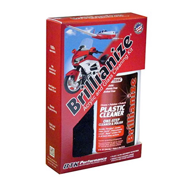 Brillianize Plastic and Glass Cleaning Kit with Terry Style Microfiber Polishing Cloth