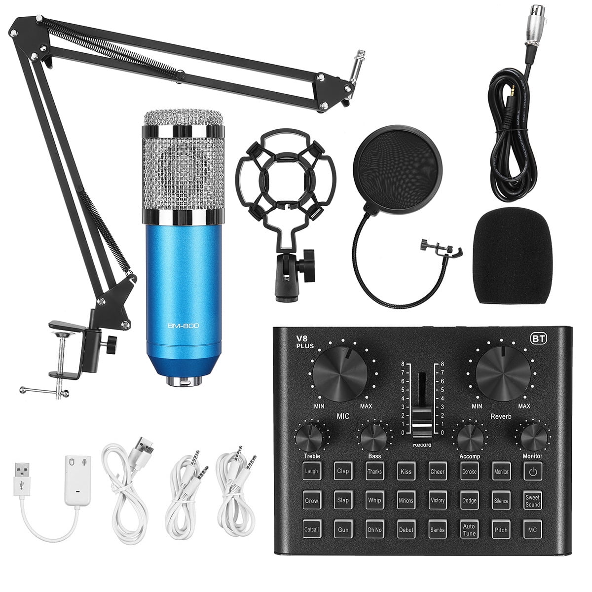 Condenser Microphone Live Sound Card SET Professional Cardioid Mic Bundle for Pc/Laptop Recording Studio,Voice Changer Device for PS4/Xbox/Phone/iPad,YouTube Podcast Vocal Broadcasting Gaming Golden 